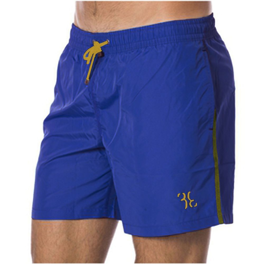 Blue Polyester Men Swimwear