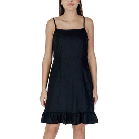 Black Linen Midi Dress