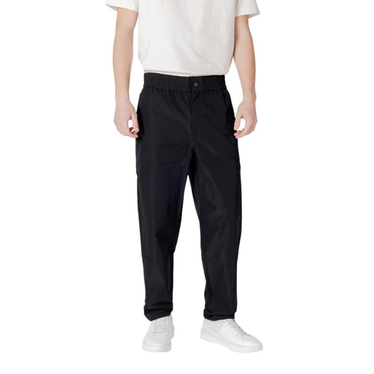 Black Polyester Casual Pants