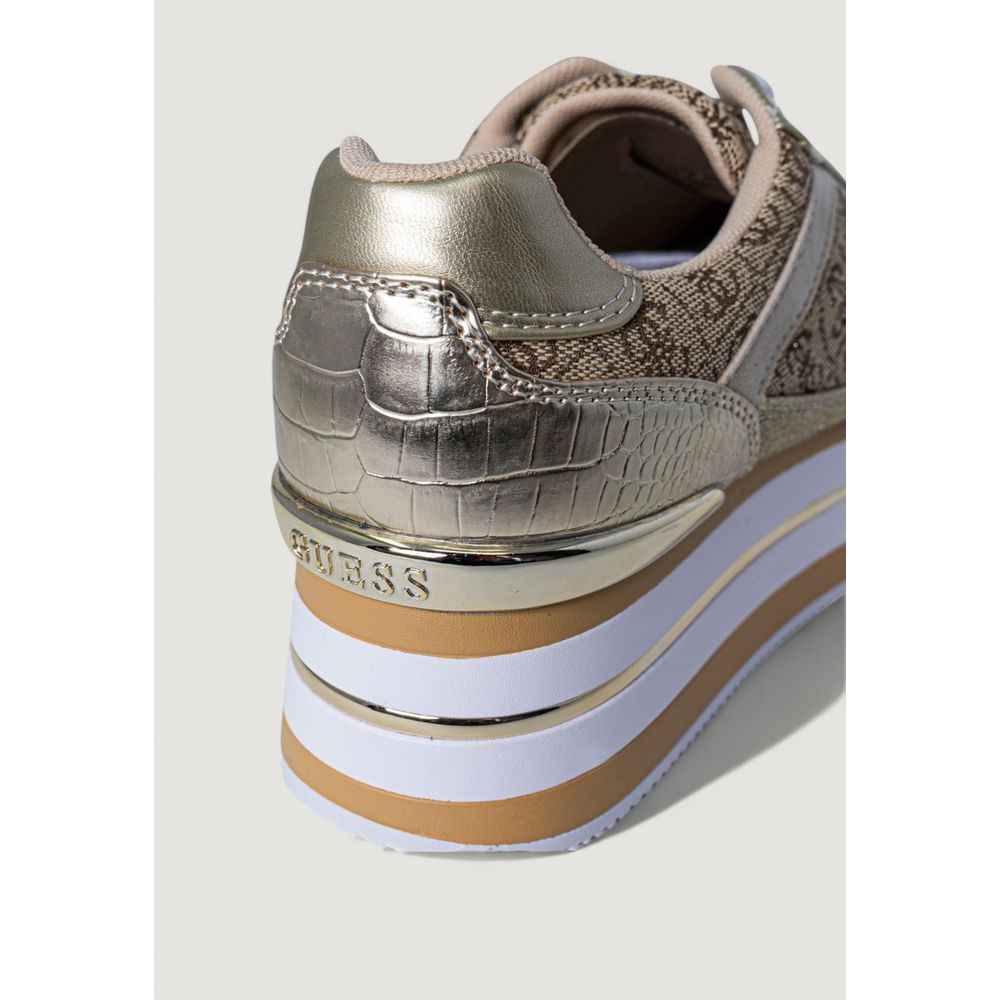 Beige Polyester Platform Sneakers