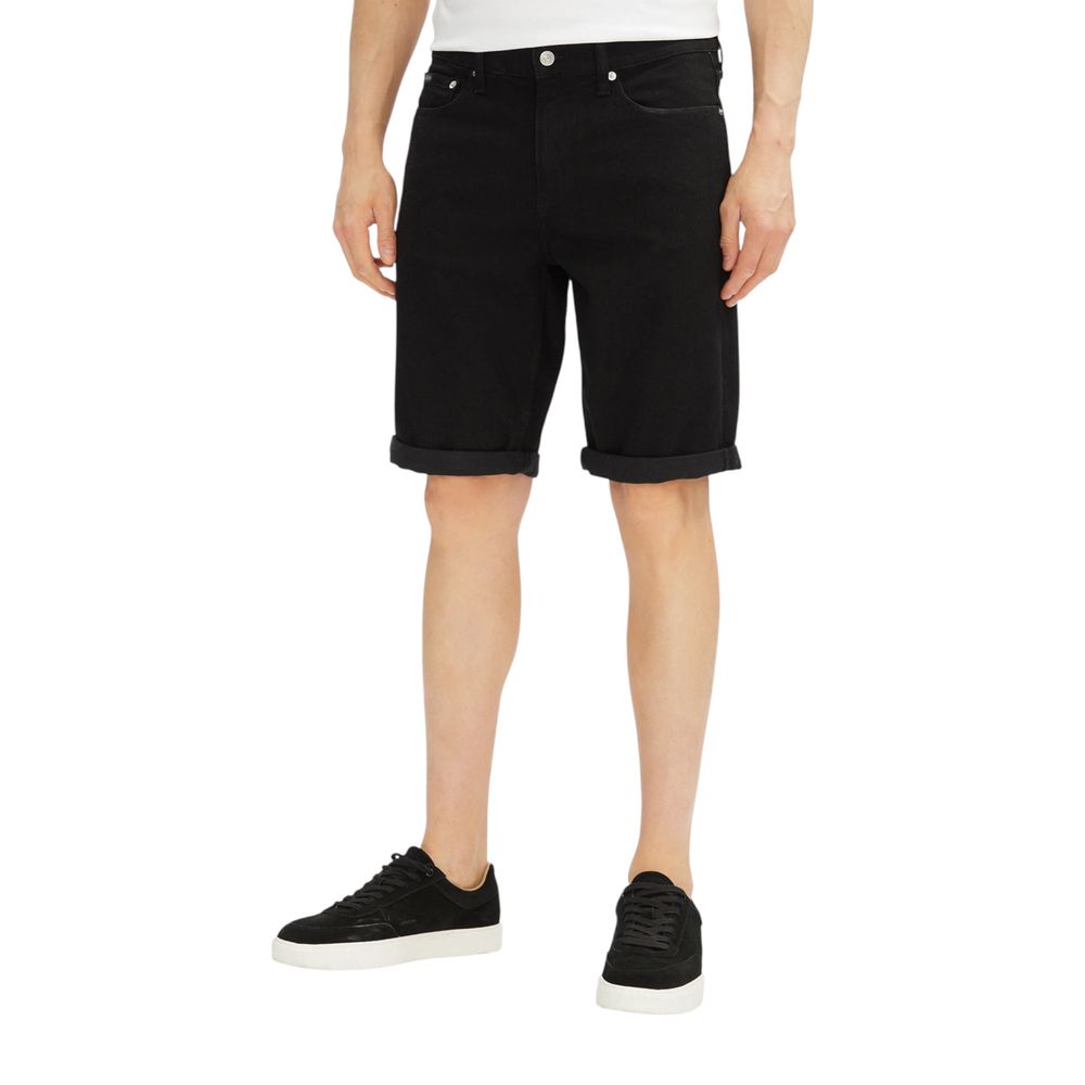 Black Cotton Bermuda Shorts